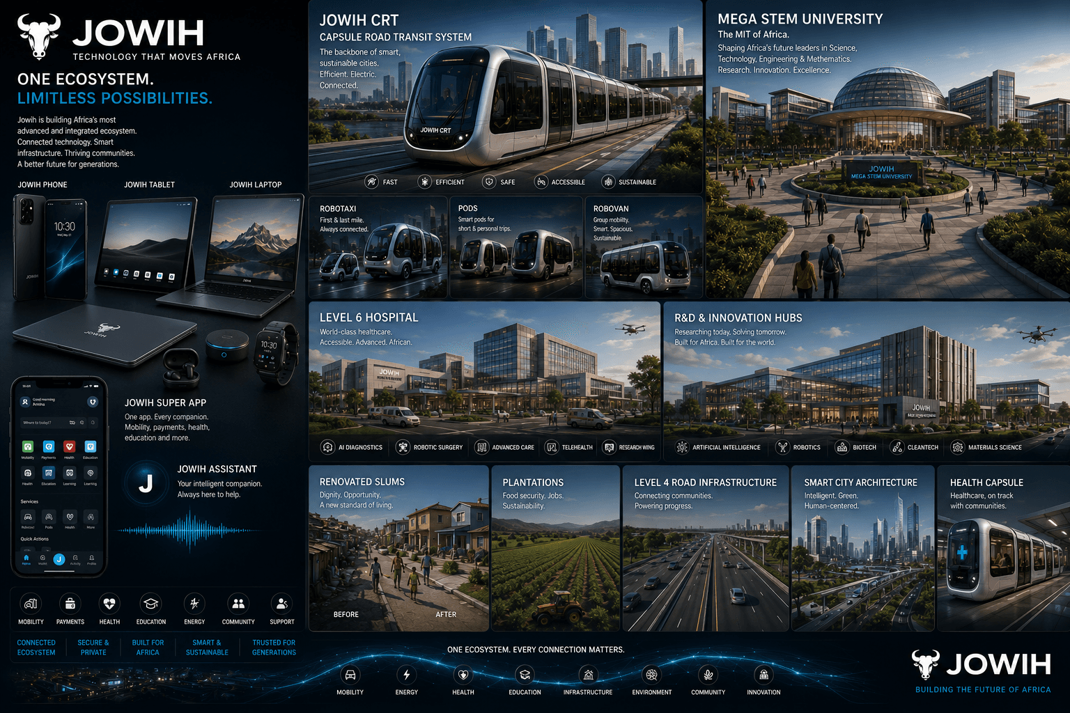 AI-assisted concept illustration showing proposed Great African Grid projects and corridors